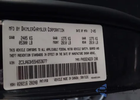 2005 Chrysler 300C from USA, damaged, VIN 2C3JA63H55H653677